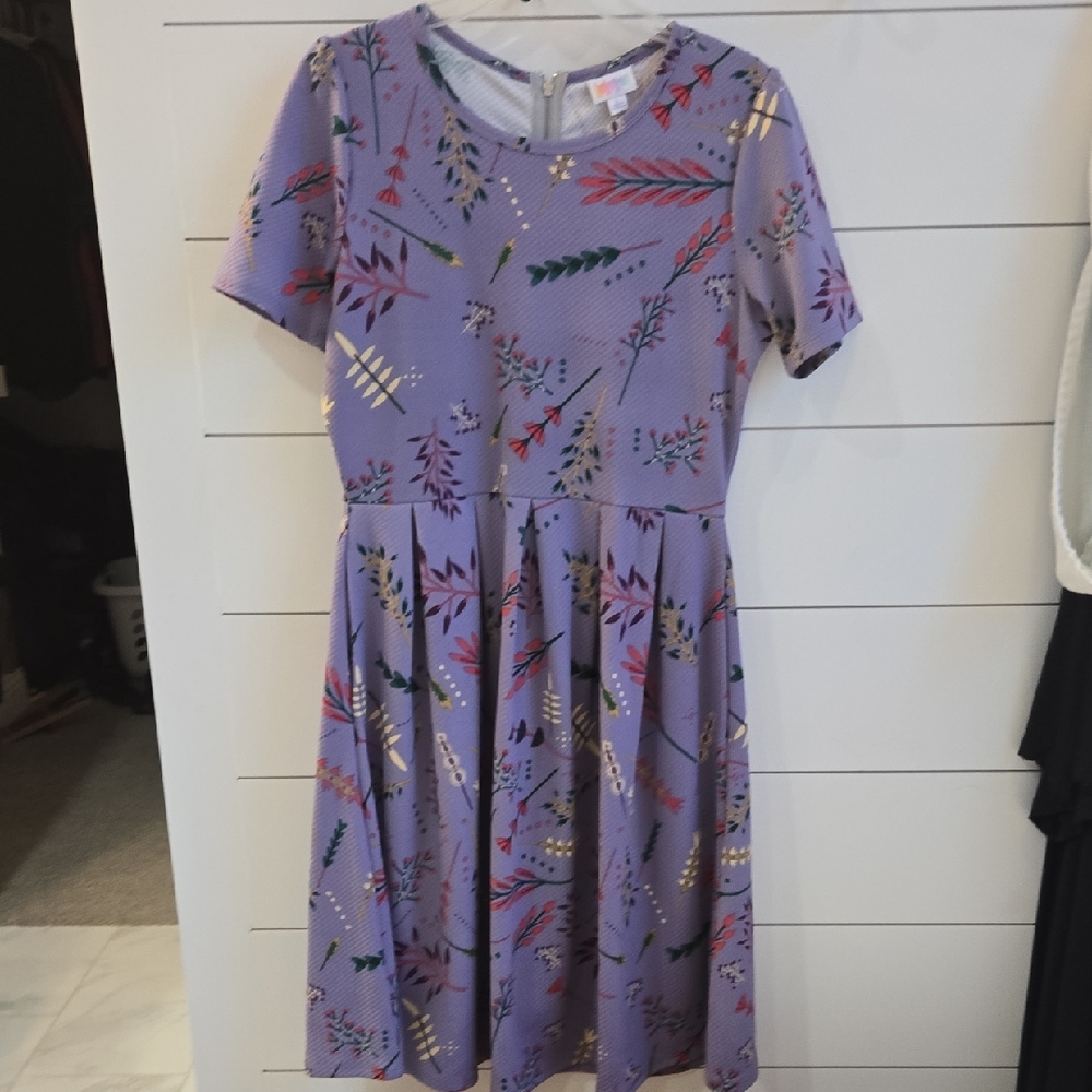 LuLaRoe Lavender Kids Dress with Leafy Patterns